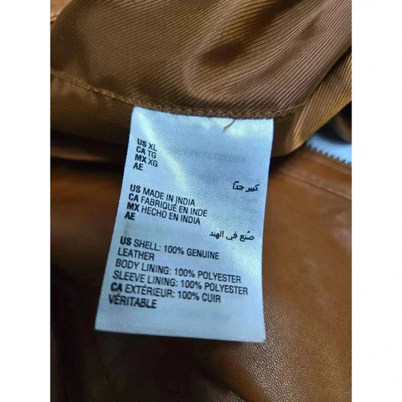 Tasso Elba Men's Brown Genuine Leather Jacket Zip Warm Winter Coat Size M - Picture 8 of 8